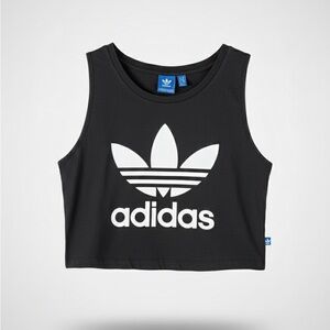 Adidas Black Crop Top with White Logo